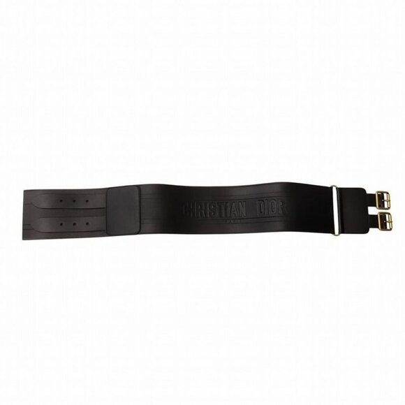Christian Dior Logo Belt Corset Leather Double Waist Gold Hardware TNT main image 7